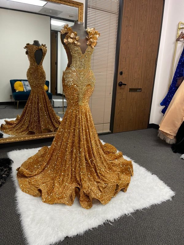 Gold Floral Dress